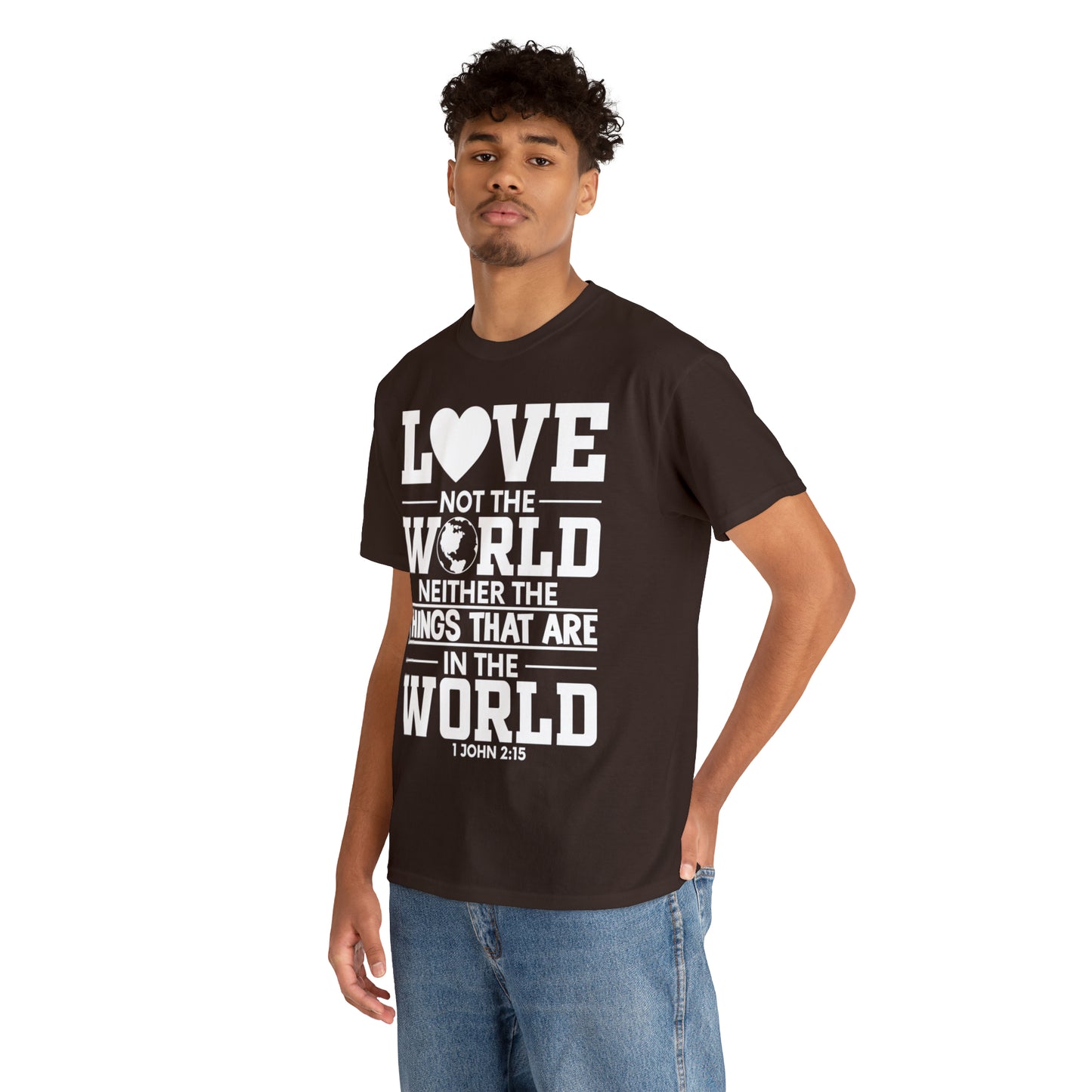 Dark Colors/White Text Unisex Heavy Cotton Tee - 1 John 2:15