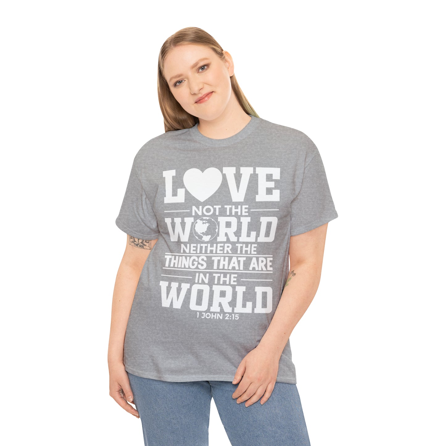 Dark Colors/White Text Unisex Heavy Cotton Tee - 1 John 2:15