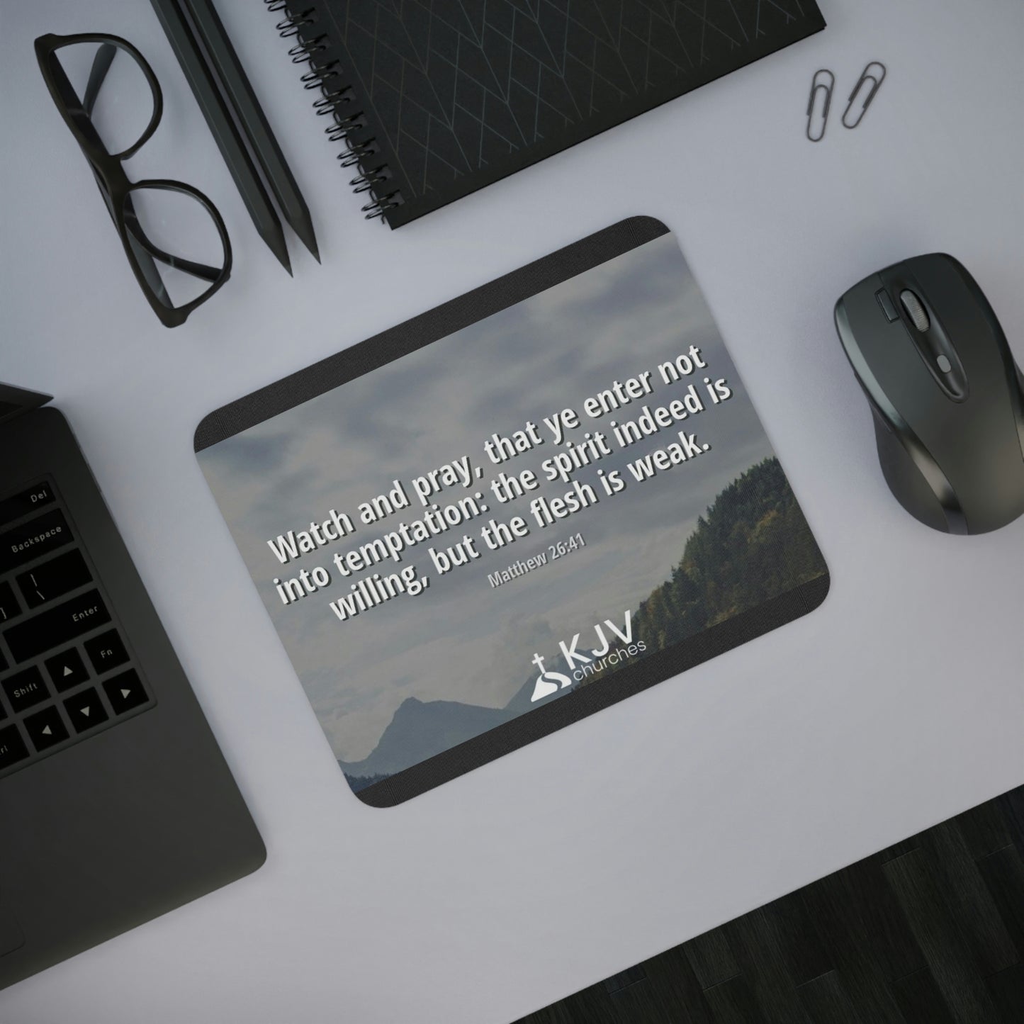 Matthew 26:41 verse artwork desk mouse pad