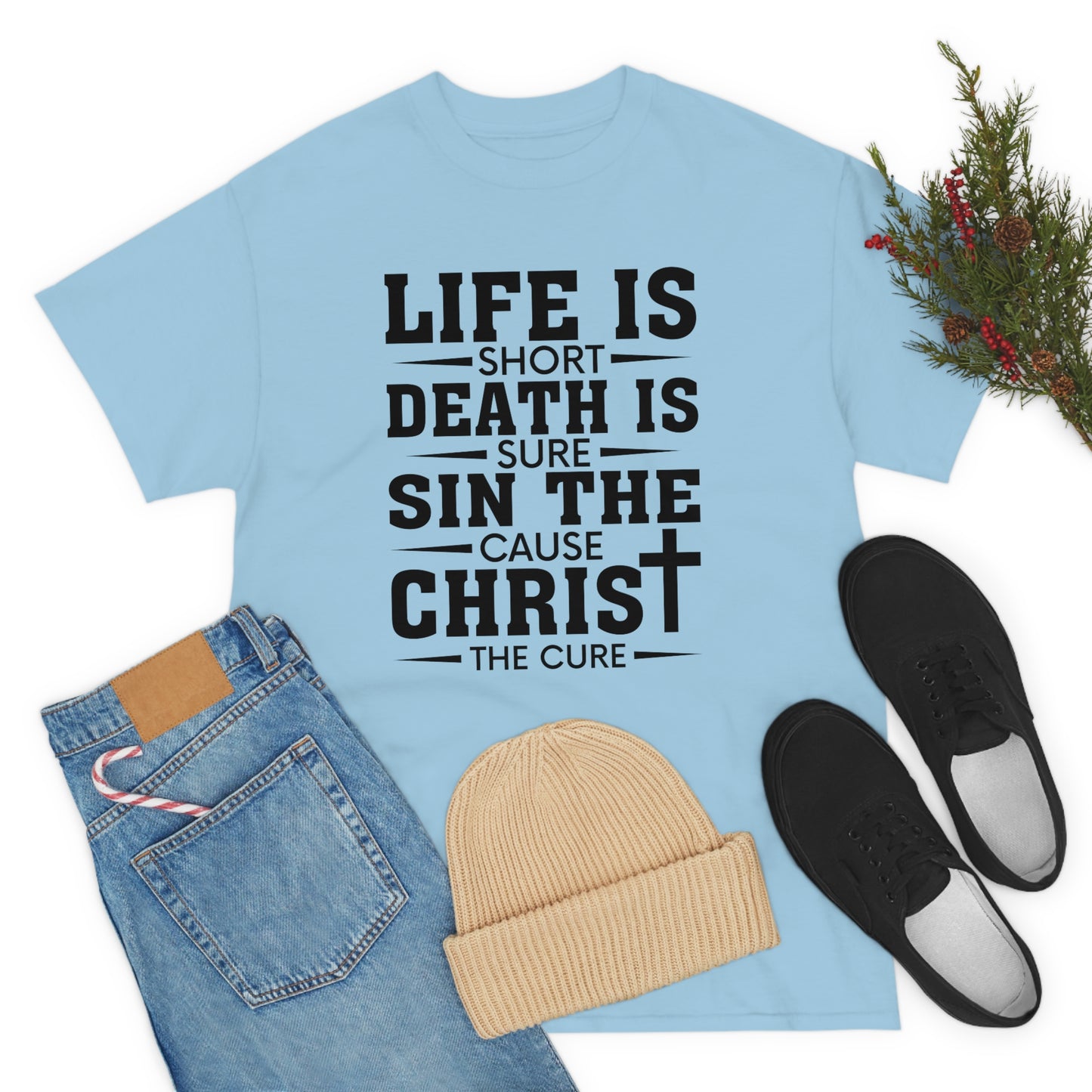 Unisex Heavy Cotton Tee - Life is Short (Black on Light Colors)