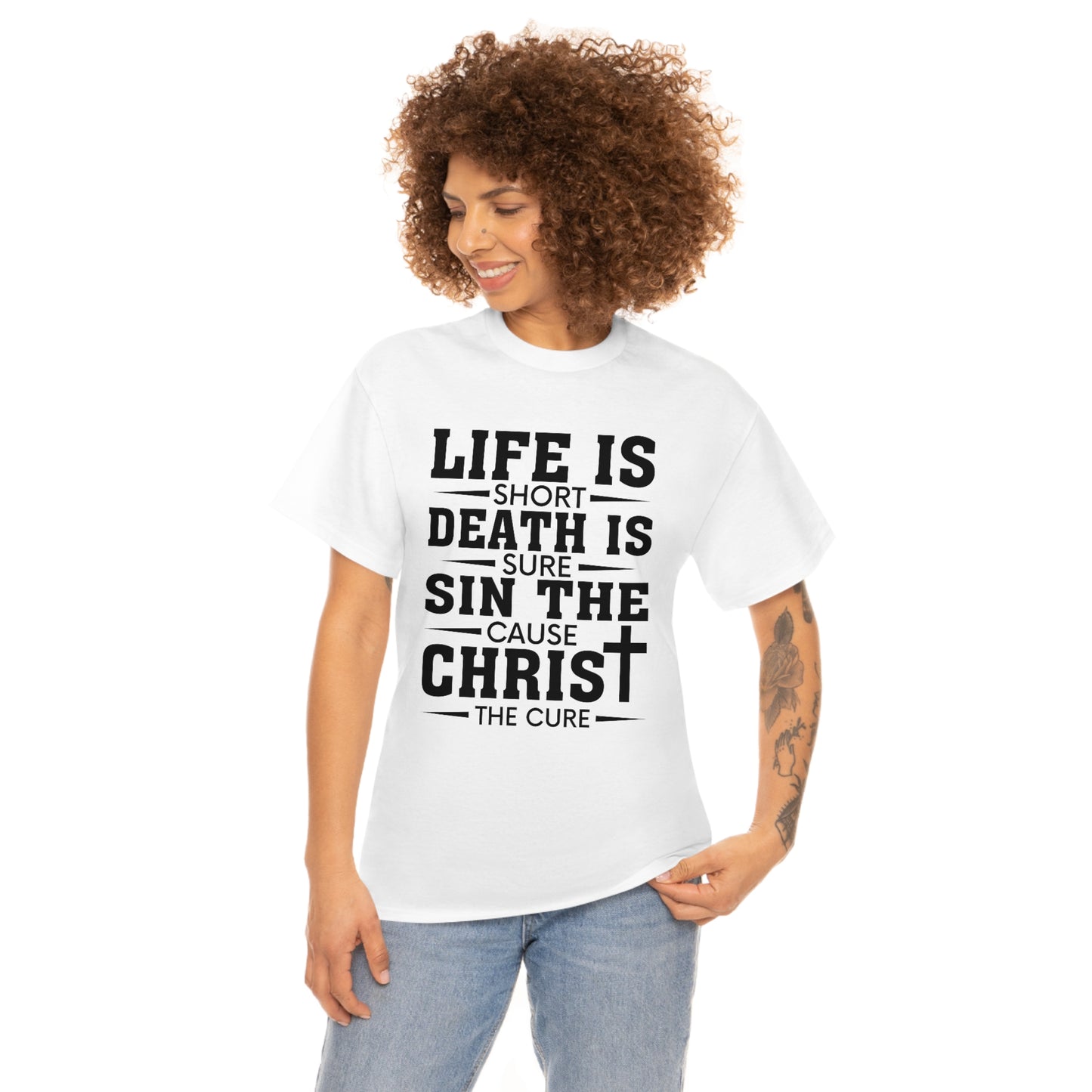 Unisex Heavy Cotton Tee - Life is Short (Black on Light Colors)