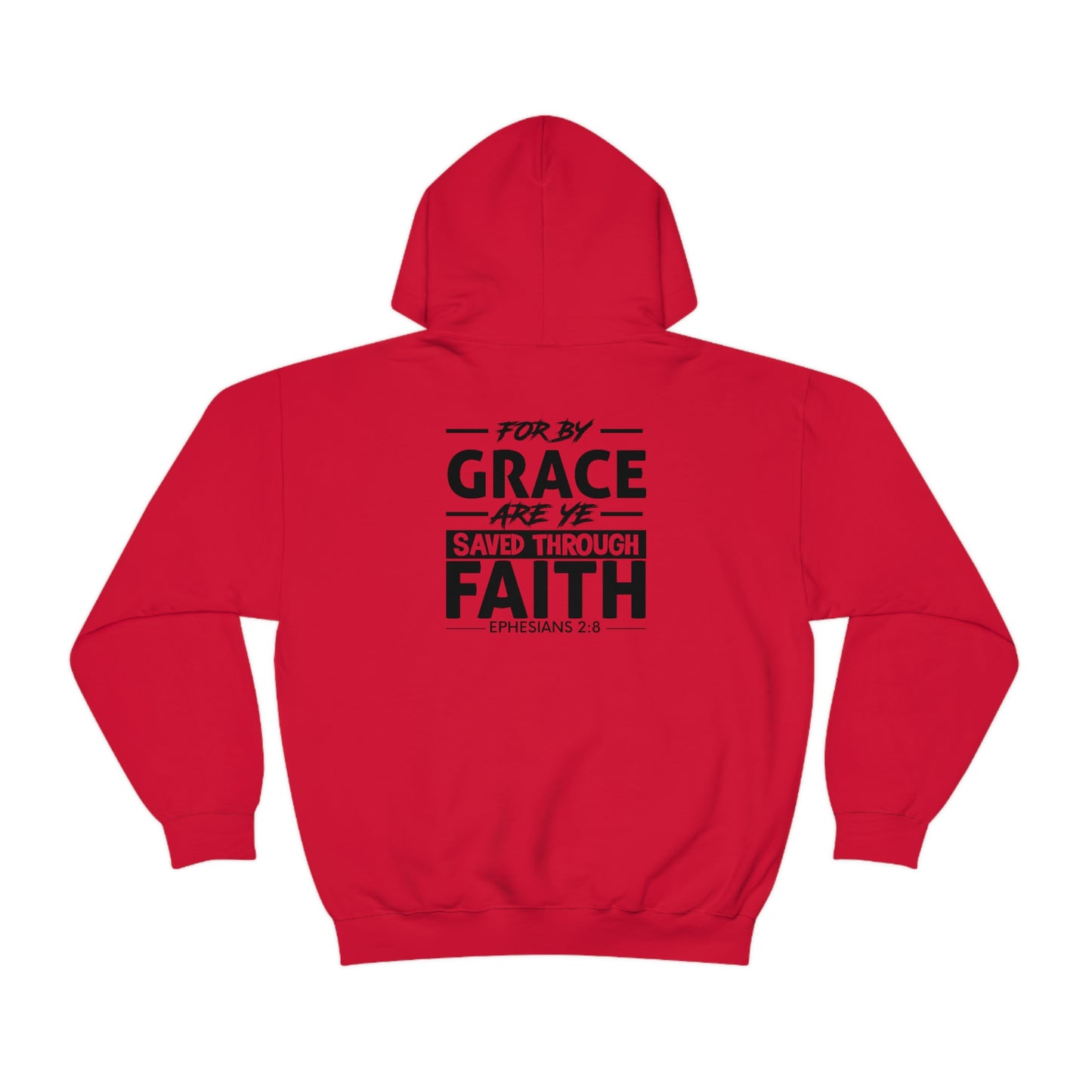 Unisex Heavy Blend™ Hooded Sweatshirt - Ephesians 2:8 w/ KJV Churches logo