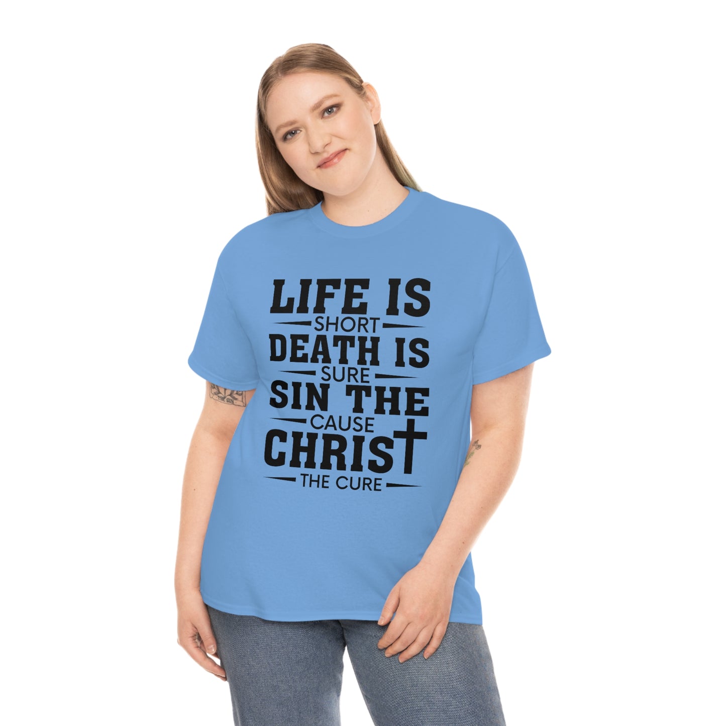 Unisex Heavy Cotton Tee - Life is Short (Black on Light Colors)