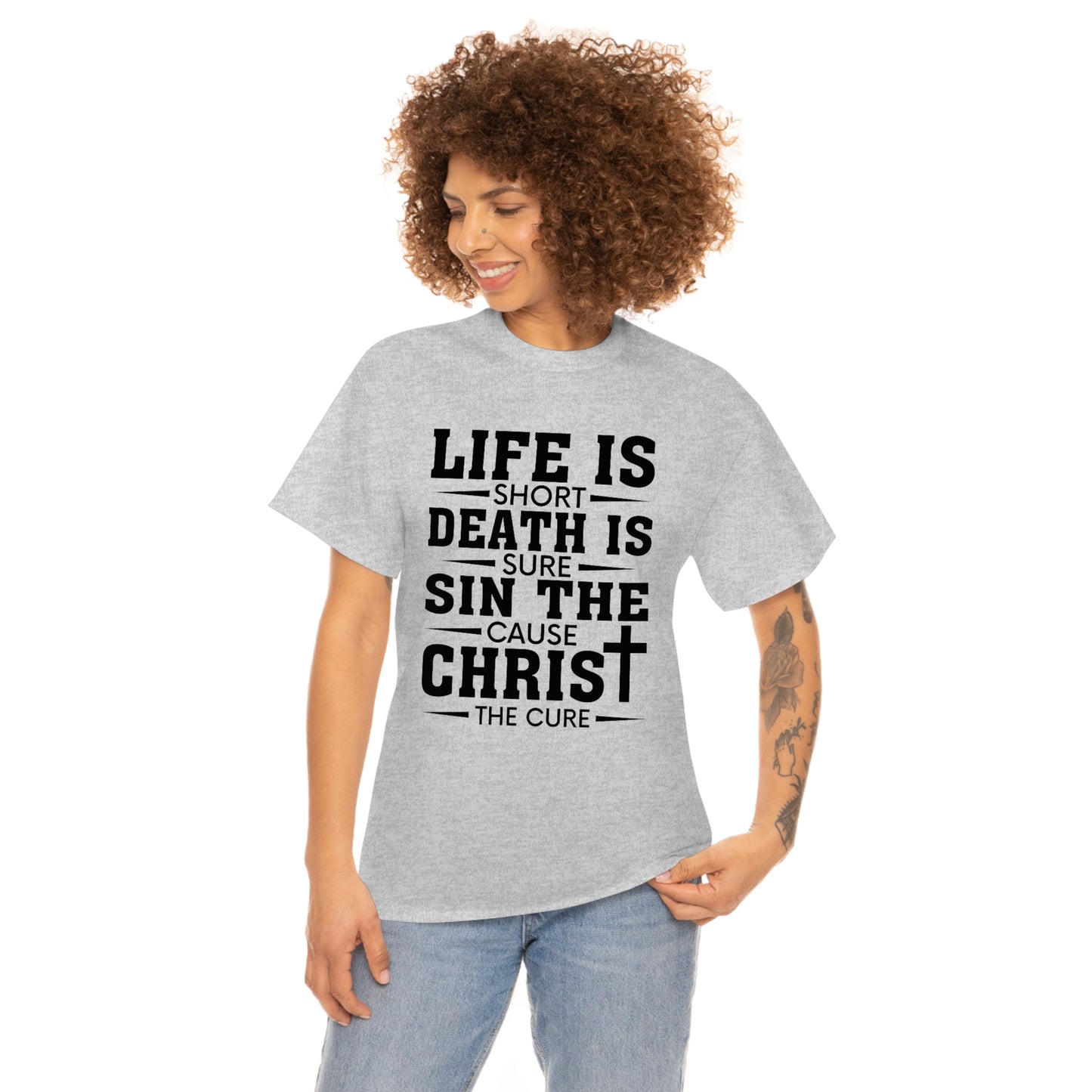 Unisex Heavy Cotton Tee - Life is Short (Black on Light Colors)