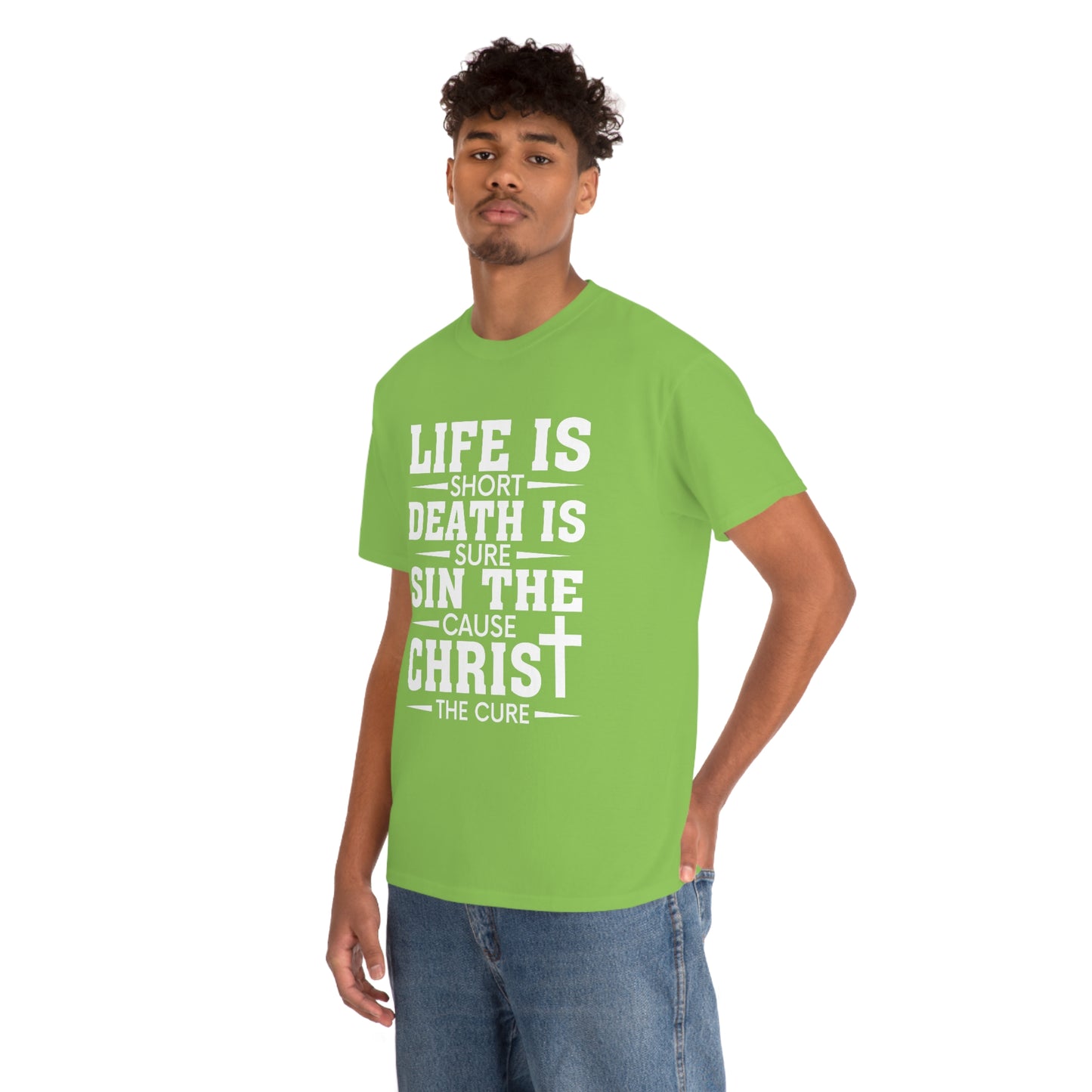 Unisex Heavy Cotton Tee - Life is Short (White on Dark Colors)