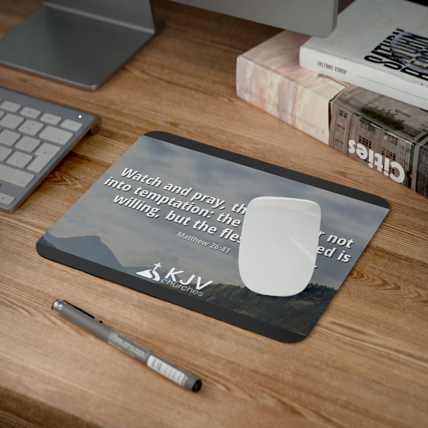 Matthew 26:41 verse artwork desk mouse pad