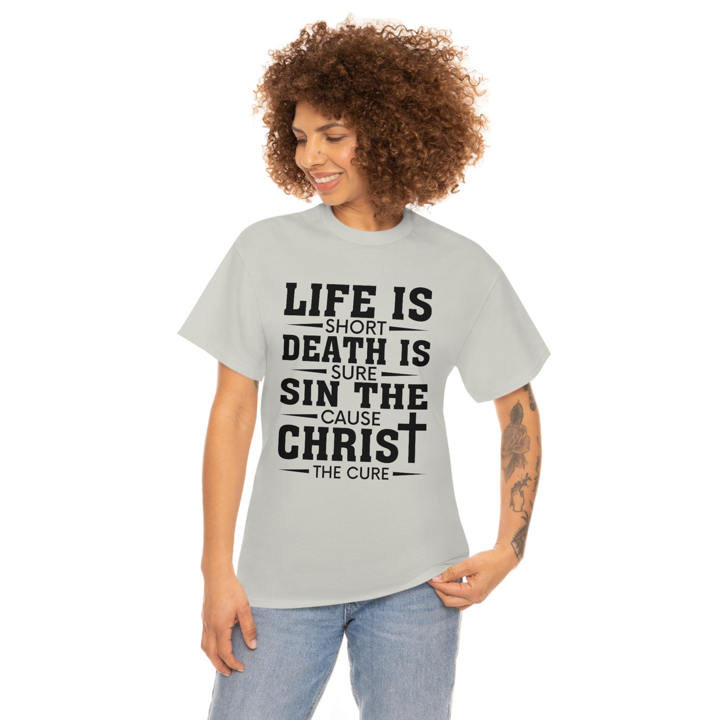 Unisex Heavy Cotton Tee - Life is Short (Black on Light Colors)