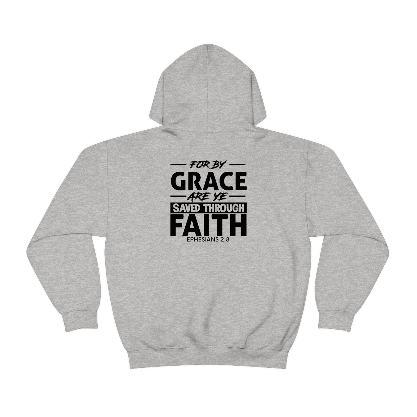 Unisex Heavy Blend™ Hooded Sweatshirt - Ephesians 2:8 w/ KJV Churches logo