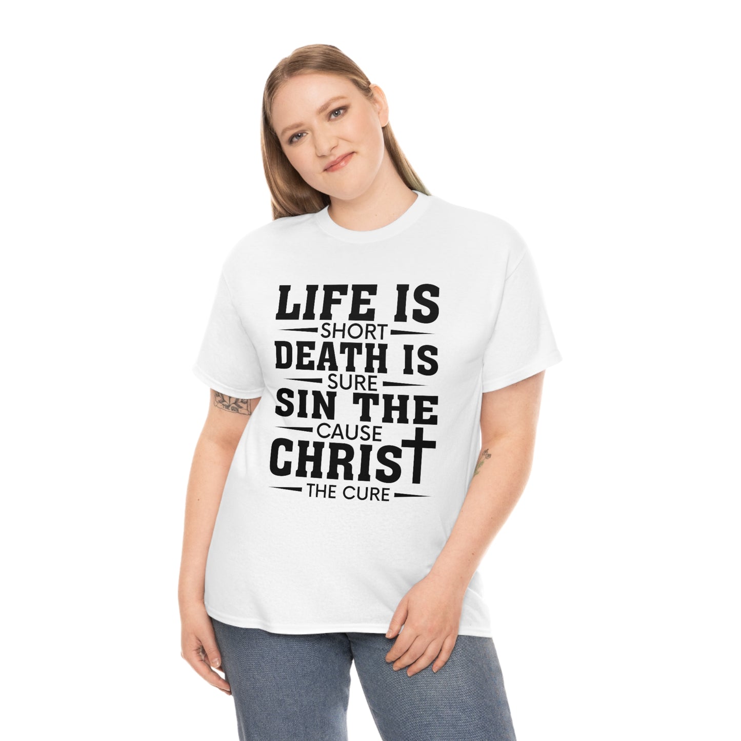 Unisex Heavy Cotton Tee - Life is Short (Black on Light Colors)