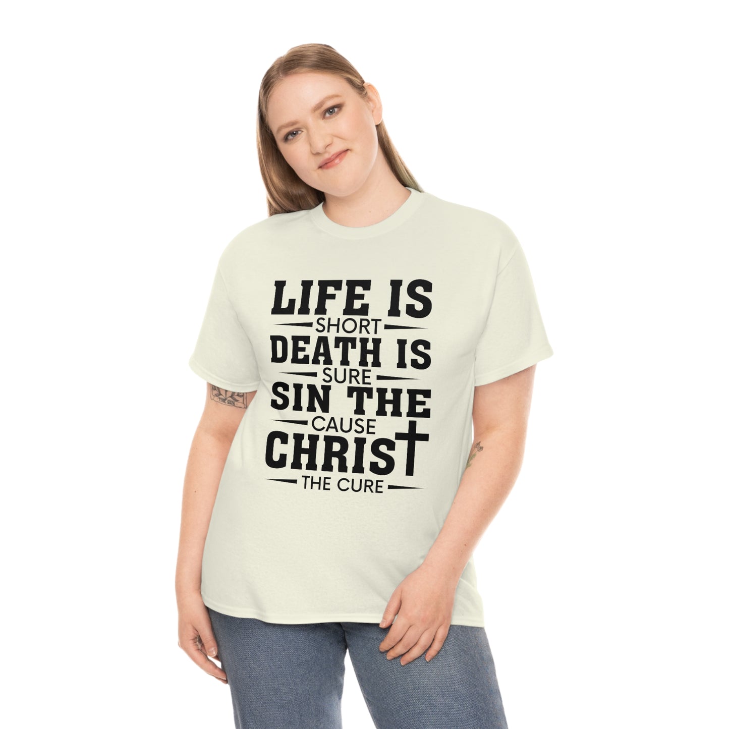 Unisex Heavy Cotton Tee - Life is Short (Black on Light Colors)