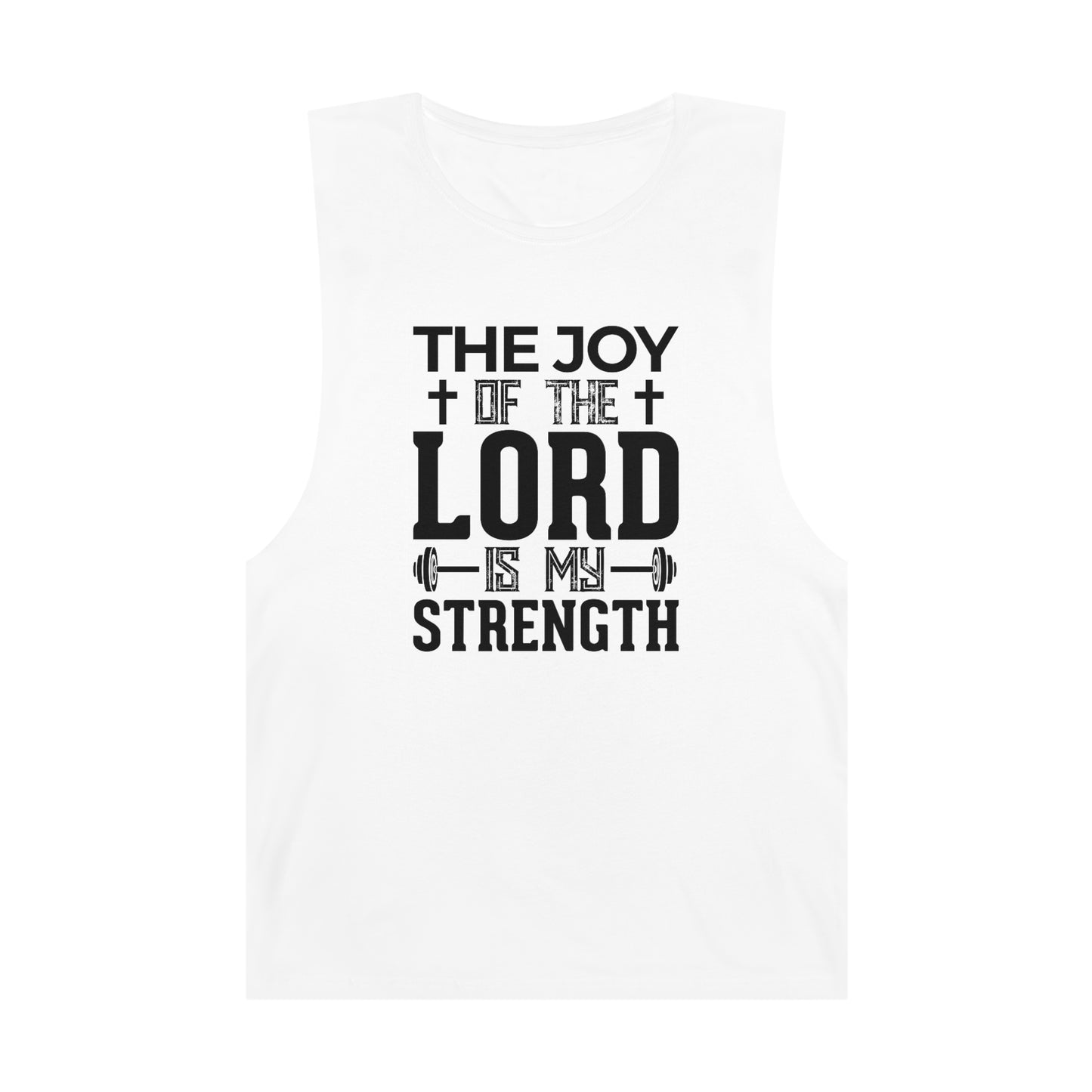 Unisex Workout Tank Top - The Joy of the LORD (Black on White)