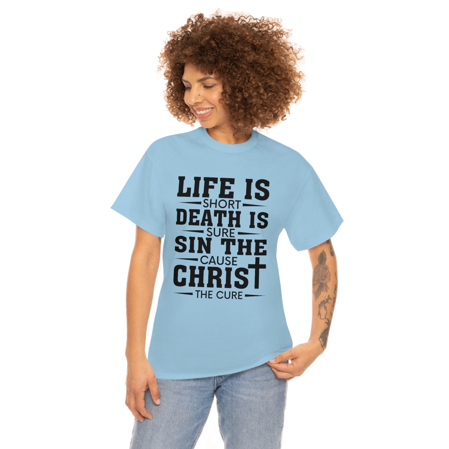 Unisex Heavy Cotton Tee - Life is Short (Black on Light Colors)