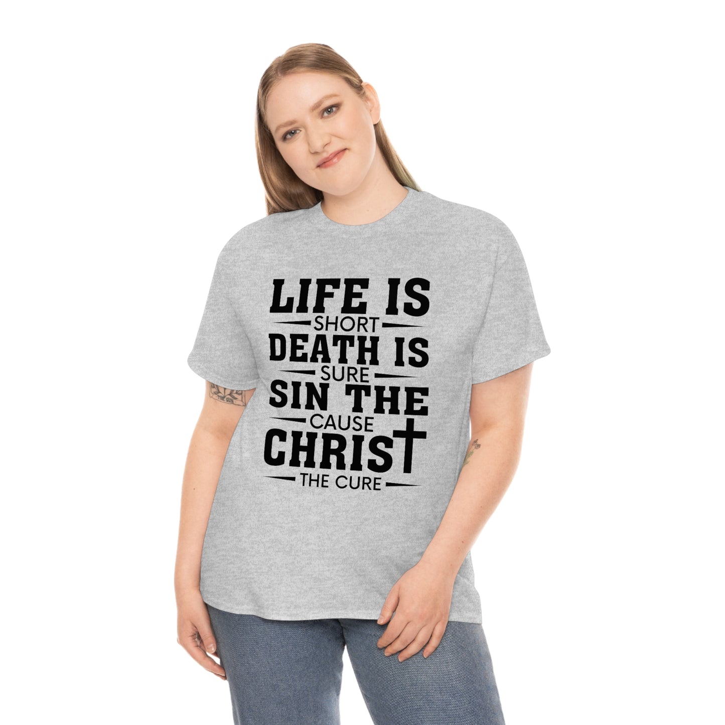 Unisex Heavy Cotton Tee - Life is Short (Black on Light Colors)