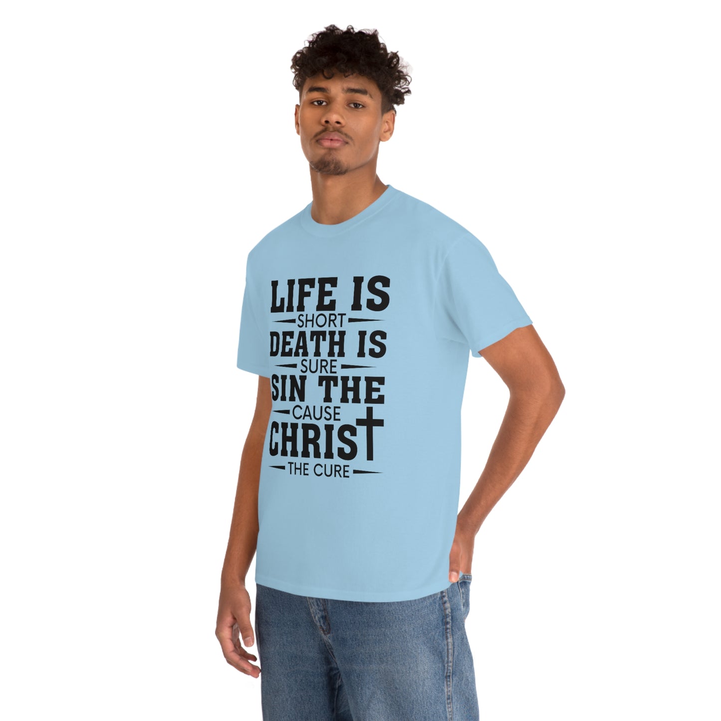 Unisex Heavy Cotton Tee - Life is Short (Black on Light Colors)