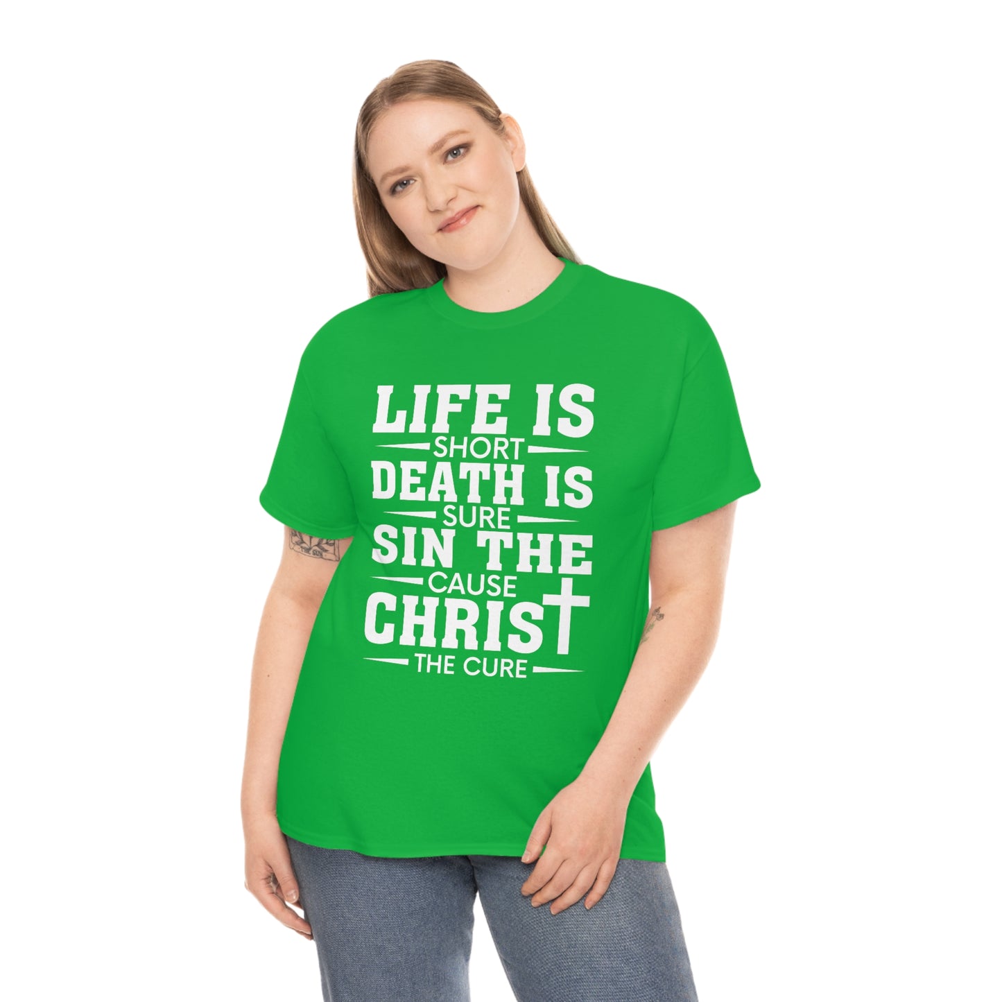 Unisex Heavy Cotton Tee - Life is Short (White on Dark Colors)