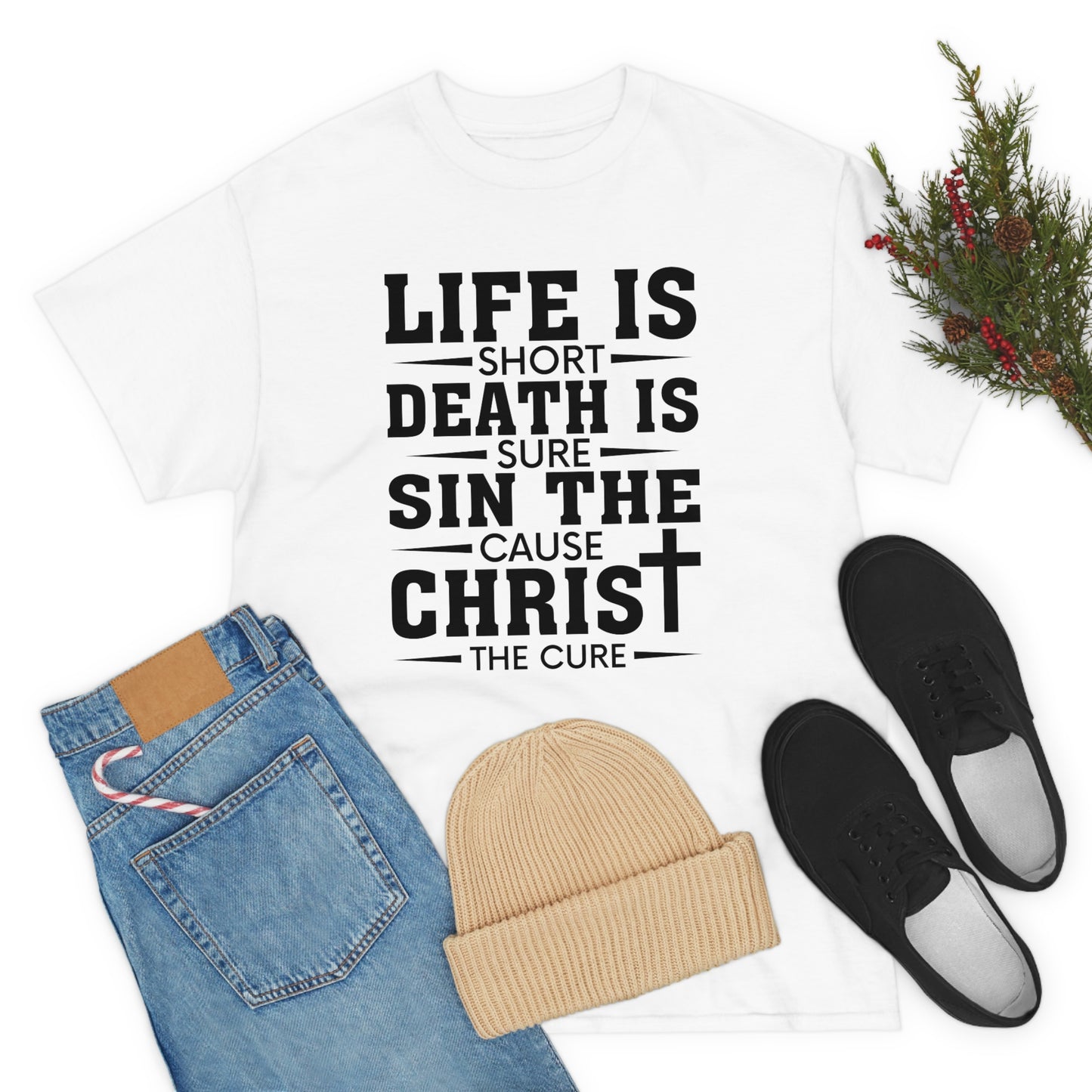 Unisex Heavy Cotton Tee - Life is Short (Black on Light Colors)