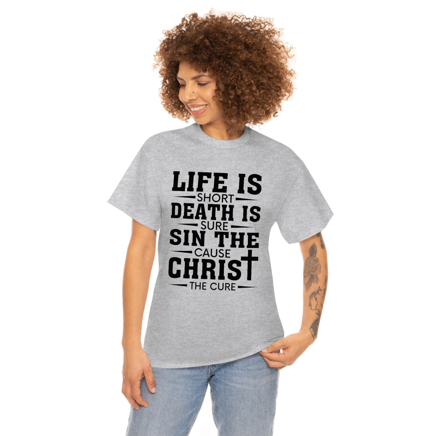 Unisex Heavy Cotton Tee - Life is Short (Black on Light Colors)