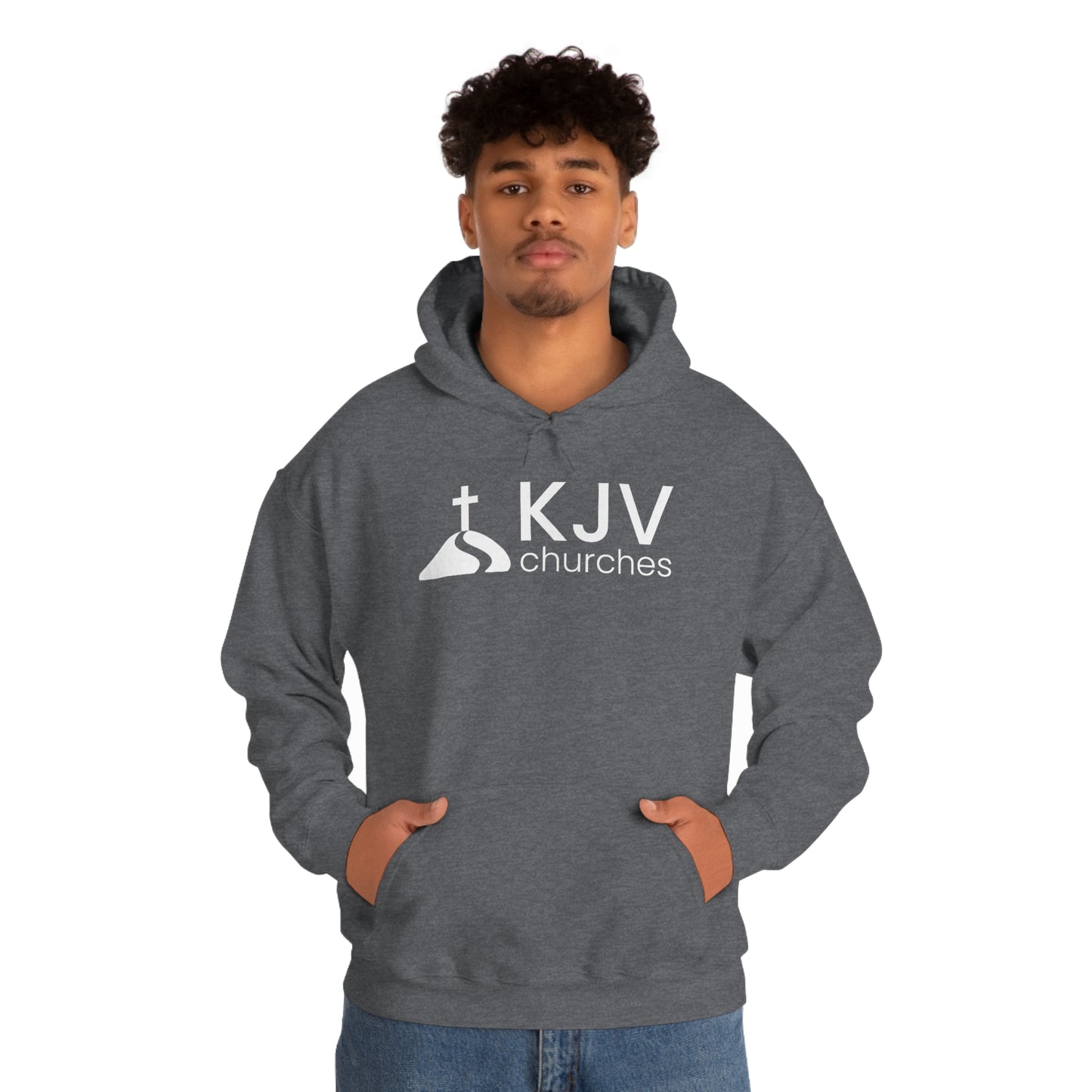 Unisex Heavy Blend™ Hooded Sweatshirt - Ephesians 2:8 w/ KJV Churches logo