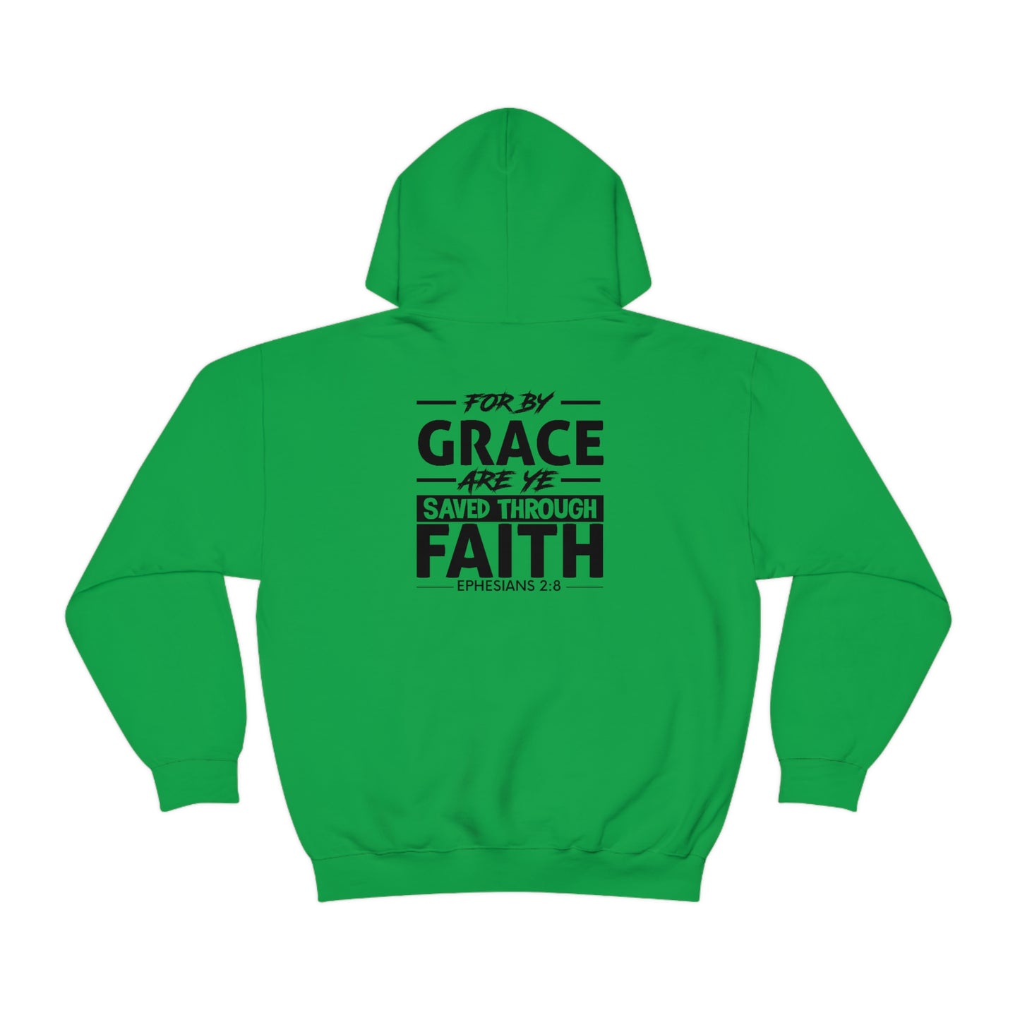 Unisex Heavy Blend™ Hooded Sweatshirt - Ephesians 2:8 w/ KJV Churches logo