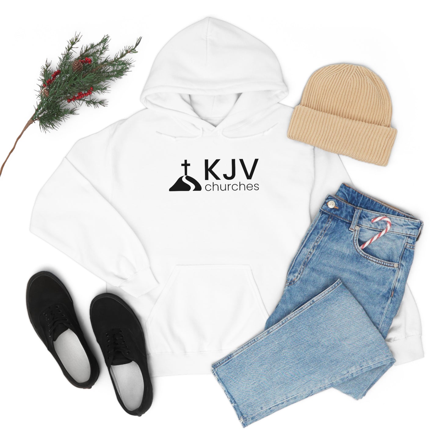 Unisex Heavy Blend™ Hooded Sweatshirt - Ephesians 2:8 w/ KJV Churches logo