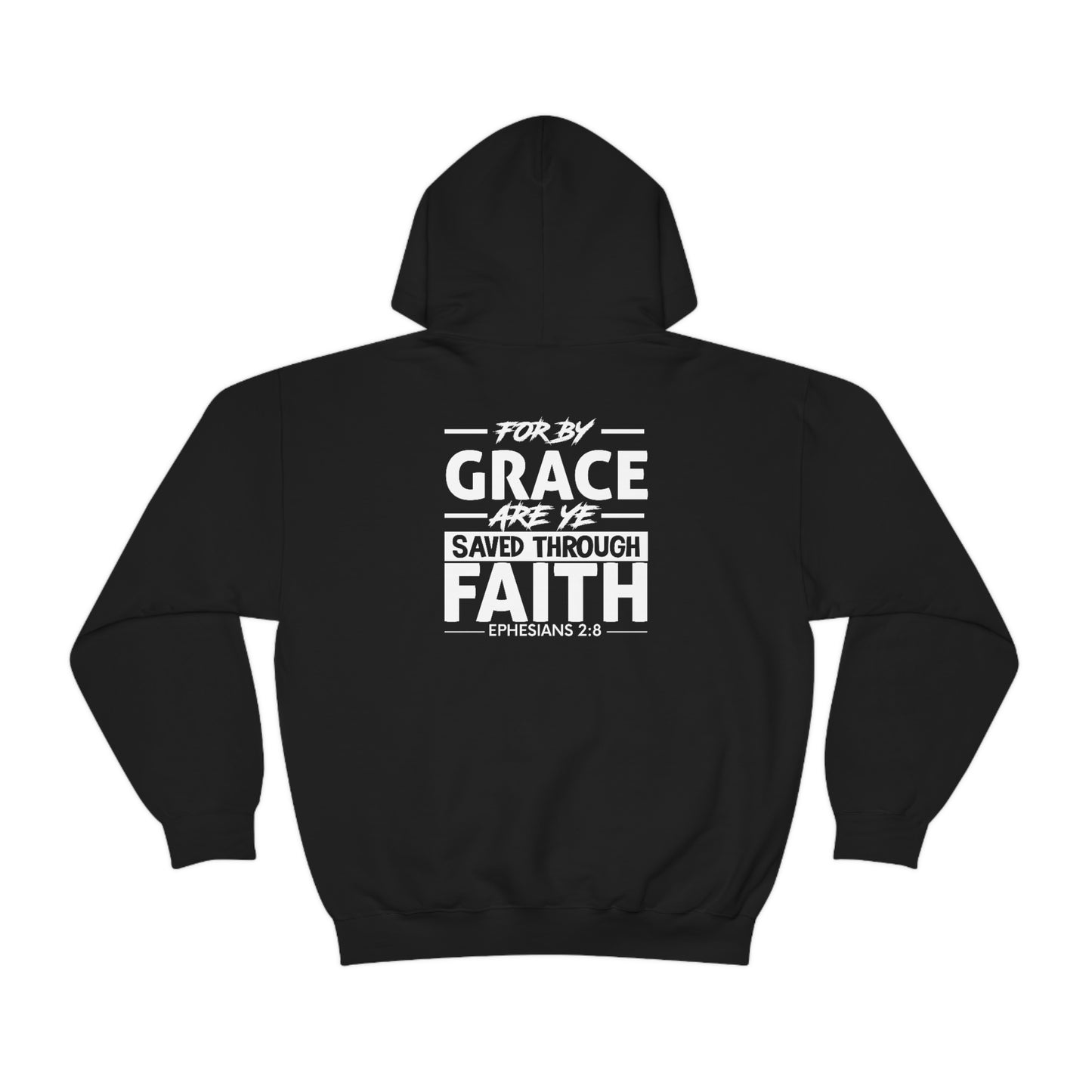 Unisex Heavy Blend™ Hooded Sweatshirt - Ephesians 2:8 w/ KJV Churches logo