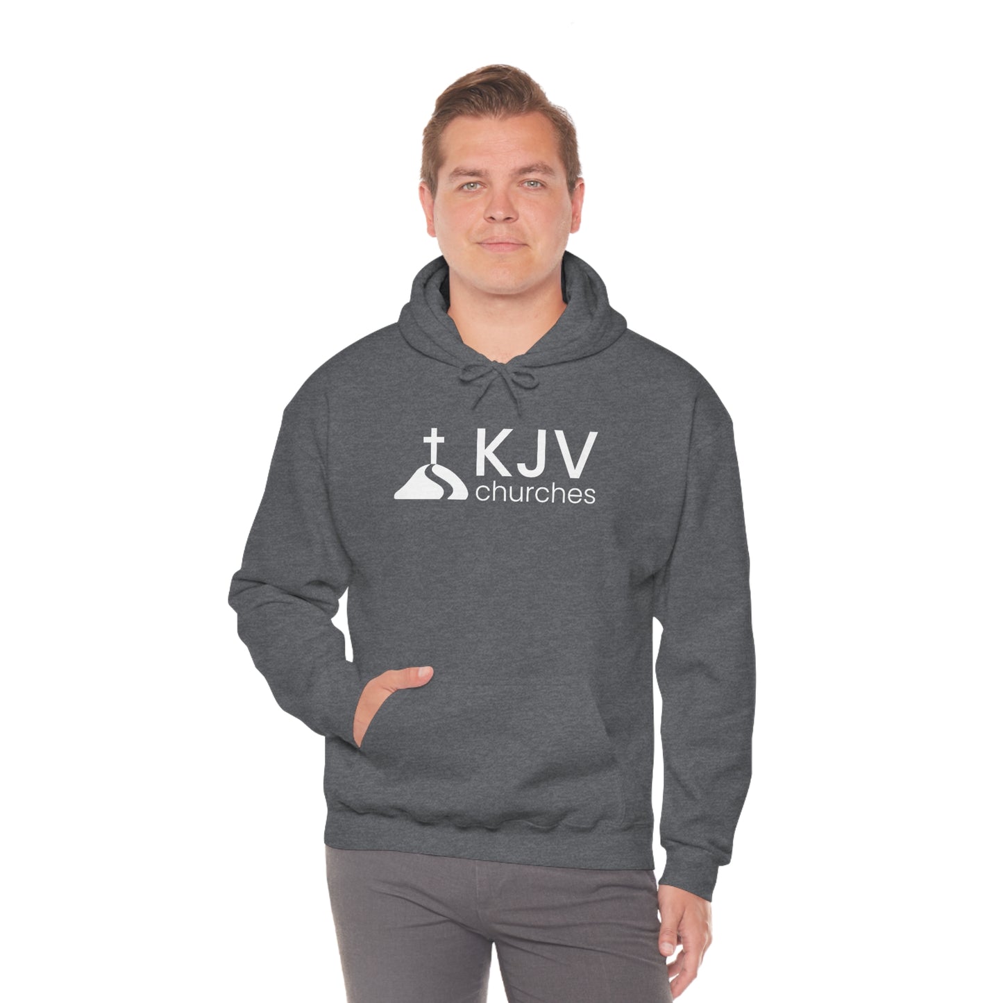 Unisex Heavy Blend™ Hooded Sweatshirt - Ephesians 2:8 w/ KJV Churches logo