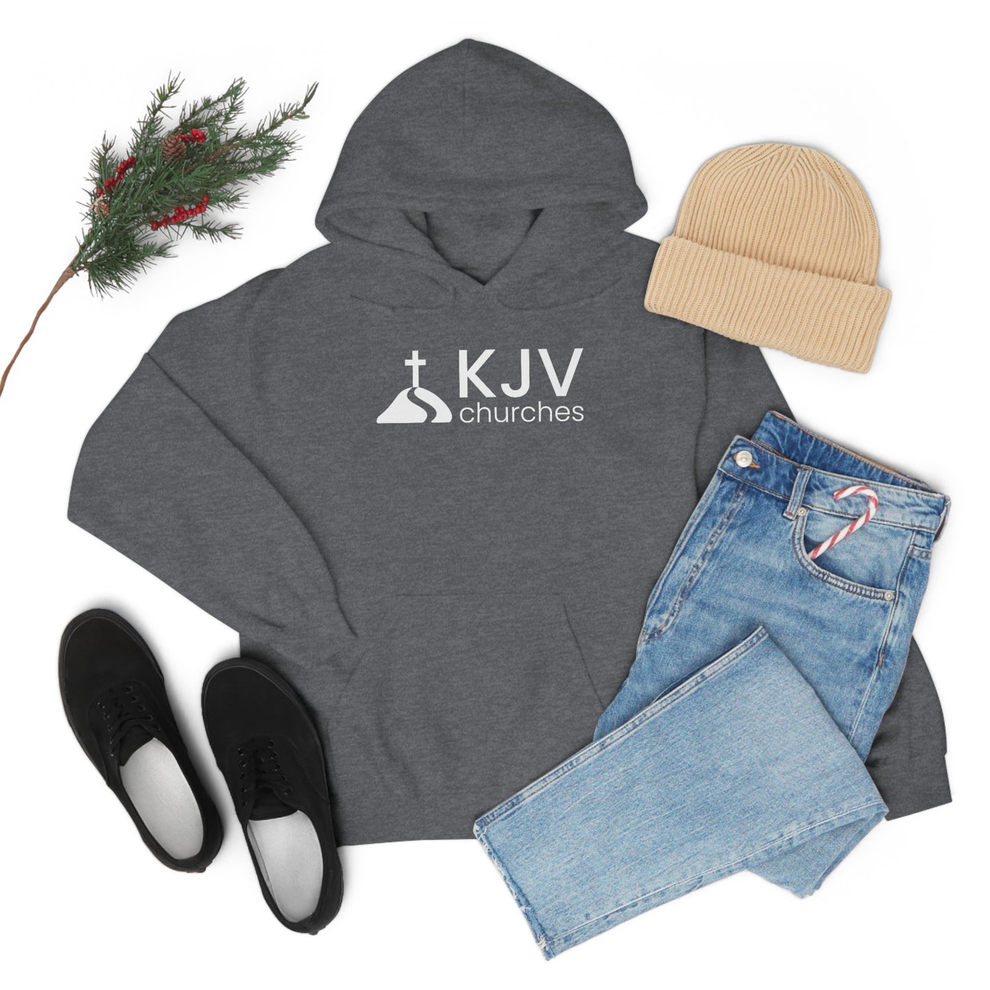 Unisex Heavy Blend™ Hooded Sweatshirt - Ephesians 2:8 w/ KJV Churches logo