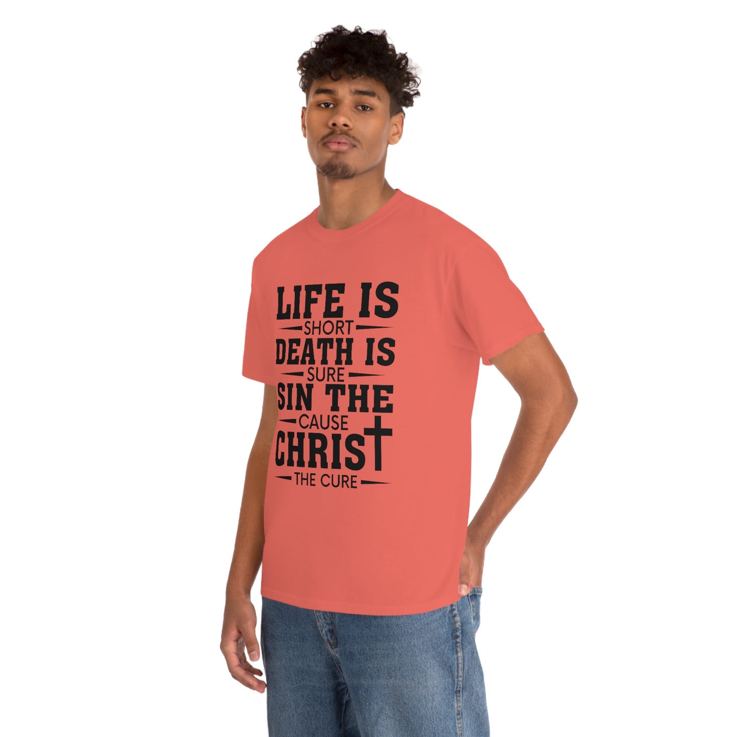 Unisex Heavy Cotton Tee - Life is Short (Black on Light Colors)