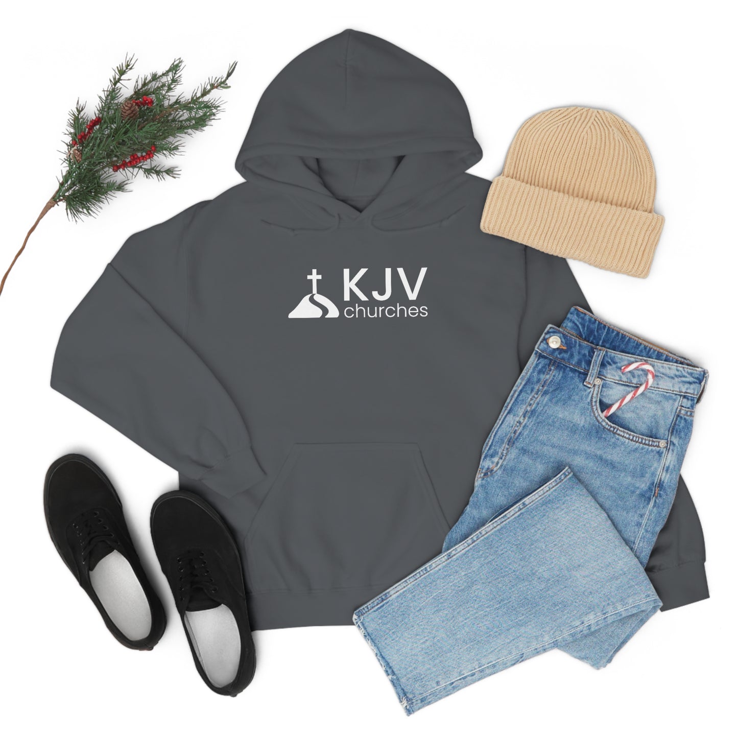 Unisex Heavy Blend™ Hooded Sweatshirt - Ephesians 2:8 w/ KJV Churches logo