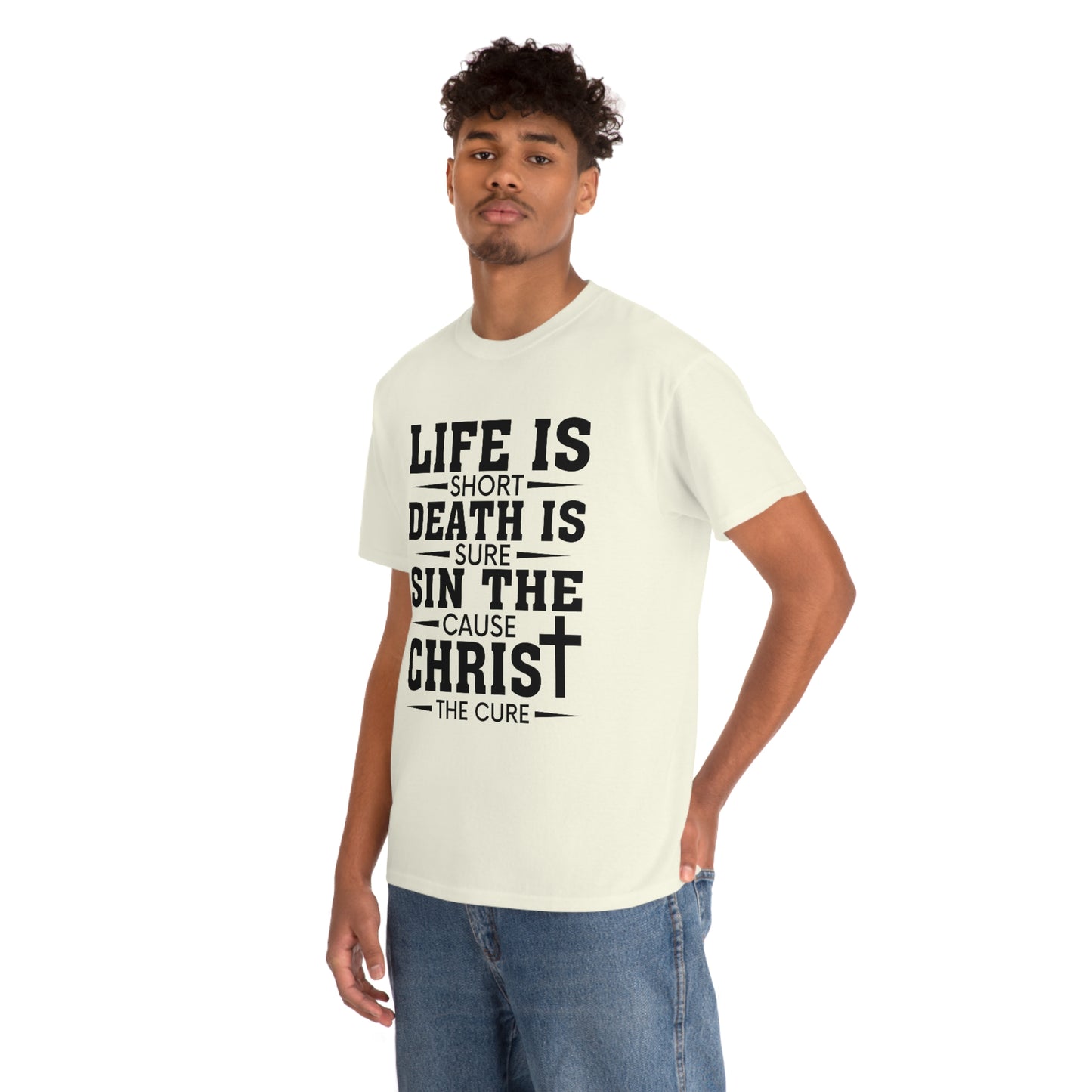 Unisex Heavy Cotton Tee - Life is Short (Black on Light Colors)