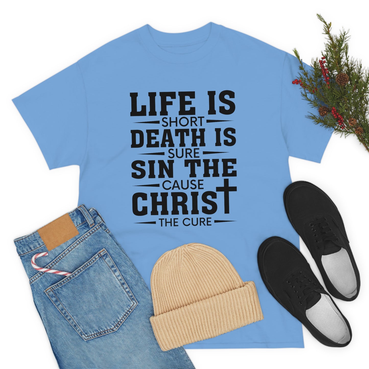 Unisex Heavy Cotton Tee - Life is Short (Black on Light Colors)