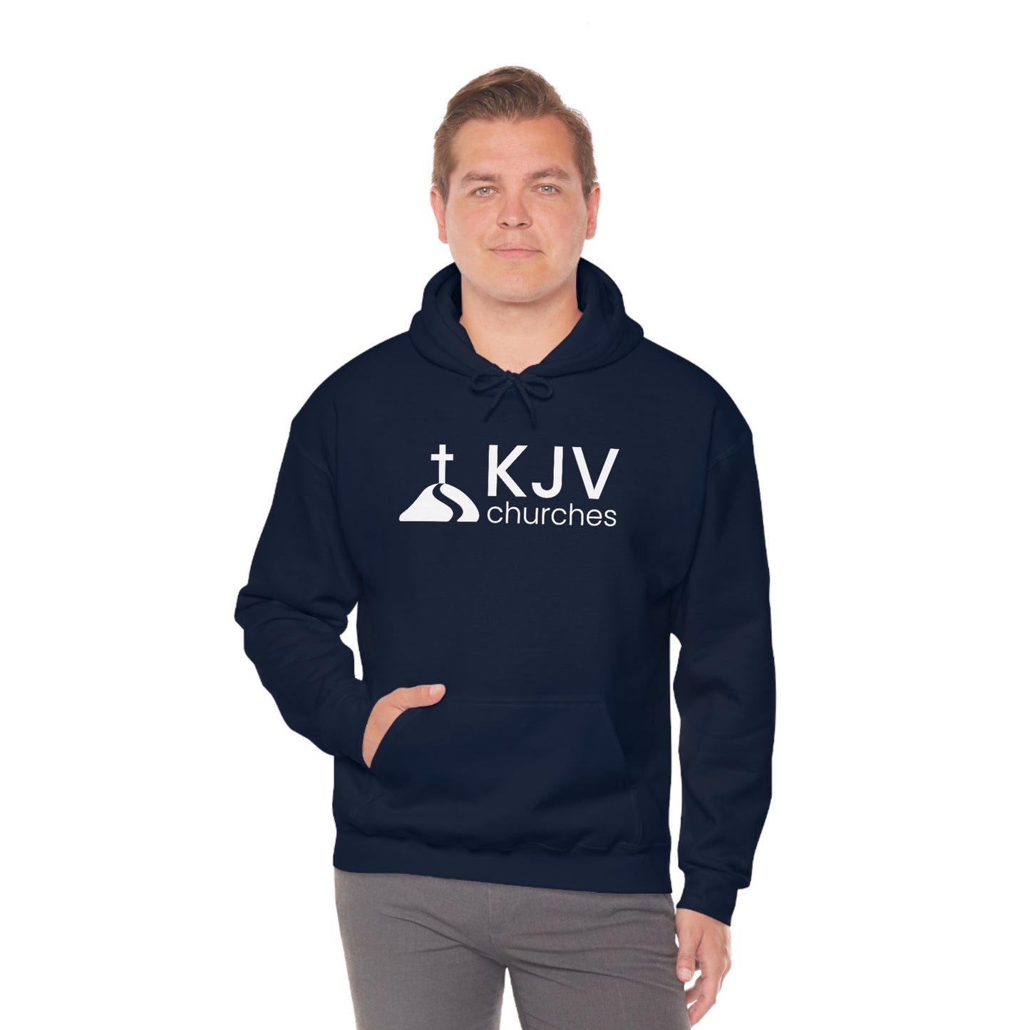 Unisex Heavy Blend™ Hooded Sweatshirt - Ephesians 2:8 w/ KJV Churches logo