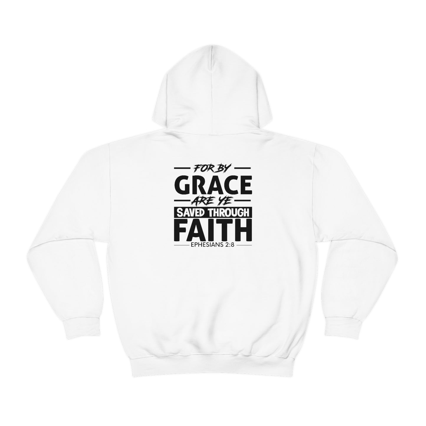 Unisex Heavy Blend™ Hooded Sweatshirt - Ephesians 2:8 w/ KJV Churches logo