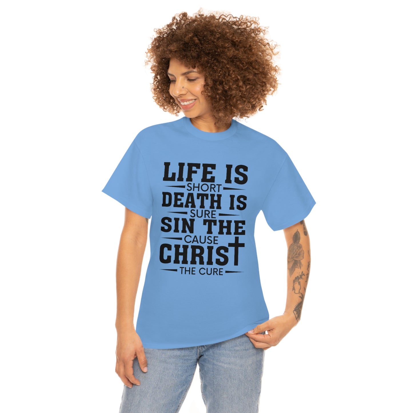 Unisex Heavy Cotton Tee - Life is Short (Black on Light Colors)