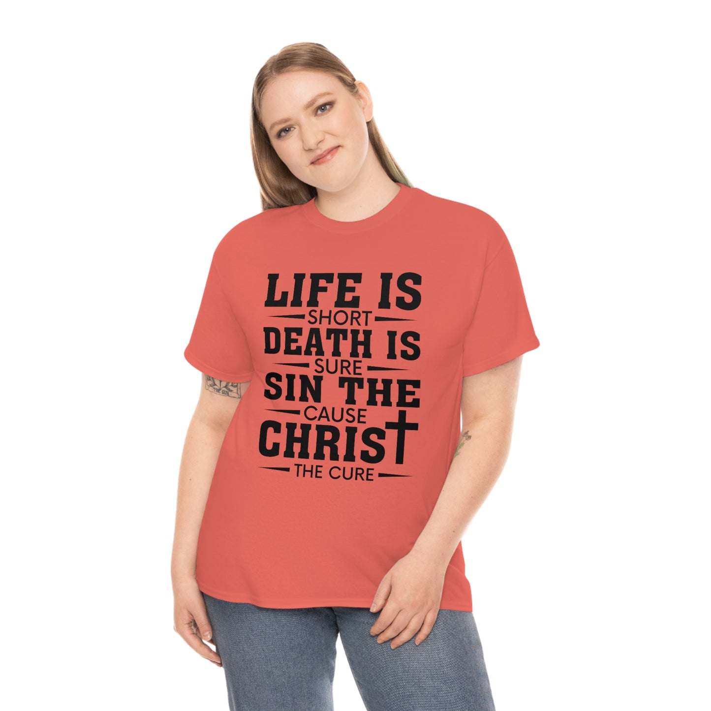 Unisex Heavy Cotton Tee - Life is Short (Black on Light Colors)