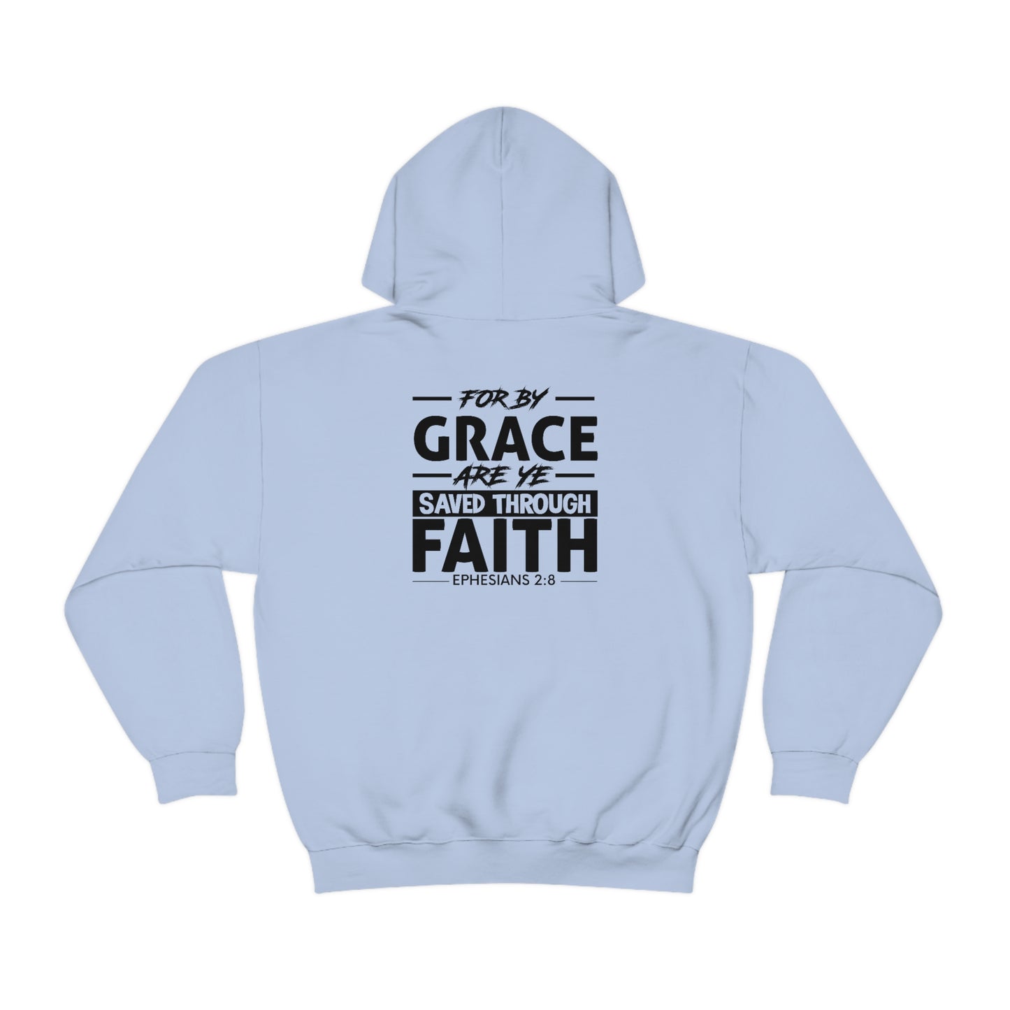 Unisex Heavy Blend™ Hooded Sweatshirt - Ephesians 2:8 w/ KJV Churches logo