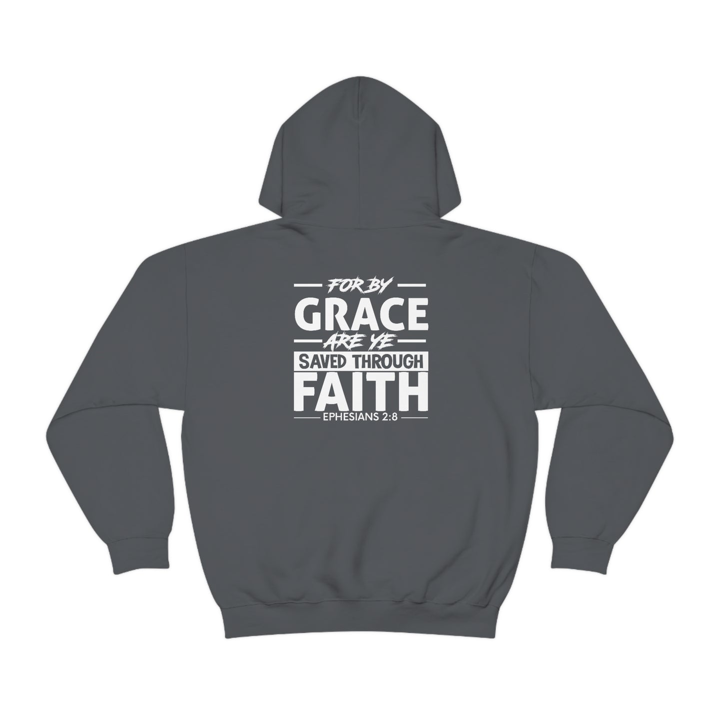 Unisex Heavy Blend™ Hooded Sweatshirt - Ephesians 2:8 w/ KJV Churches logo